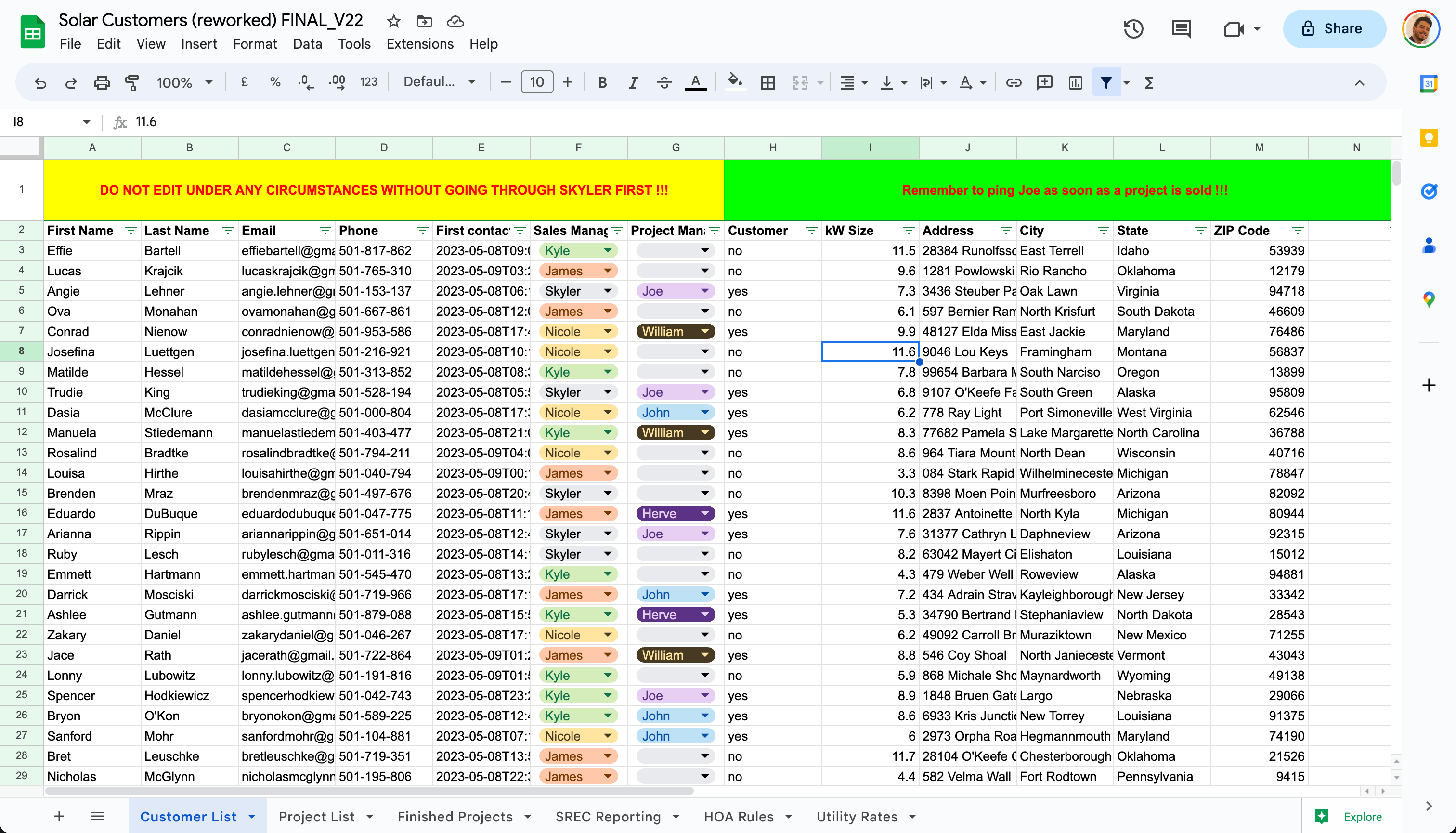 Spreadsheet CRM