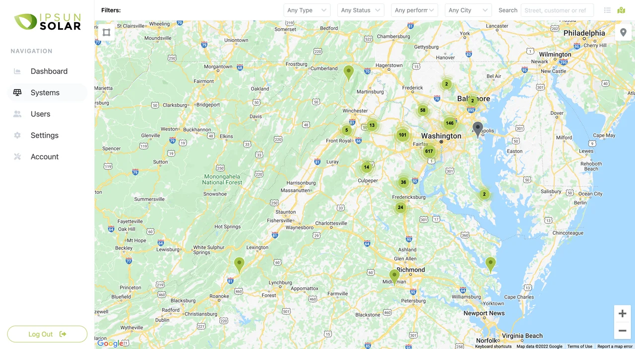 Solar Fleet Map View