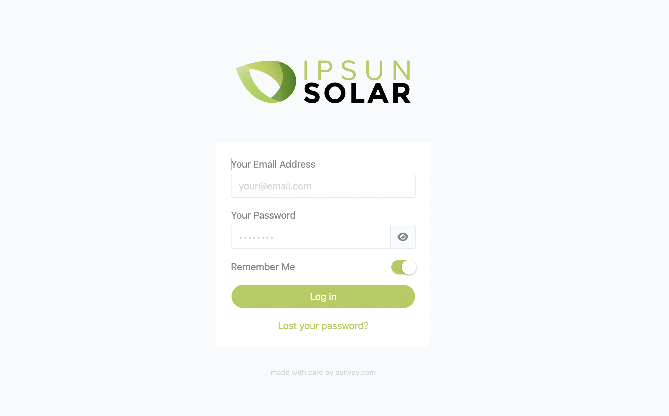 Secure Solar Customer Portal behind a Login